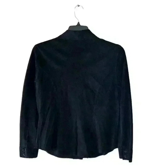 Brandon Thomas Suede Leather Jacket Black Women's Size Small Button Front Blazer - Picture 2 of 7
